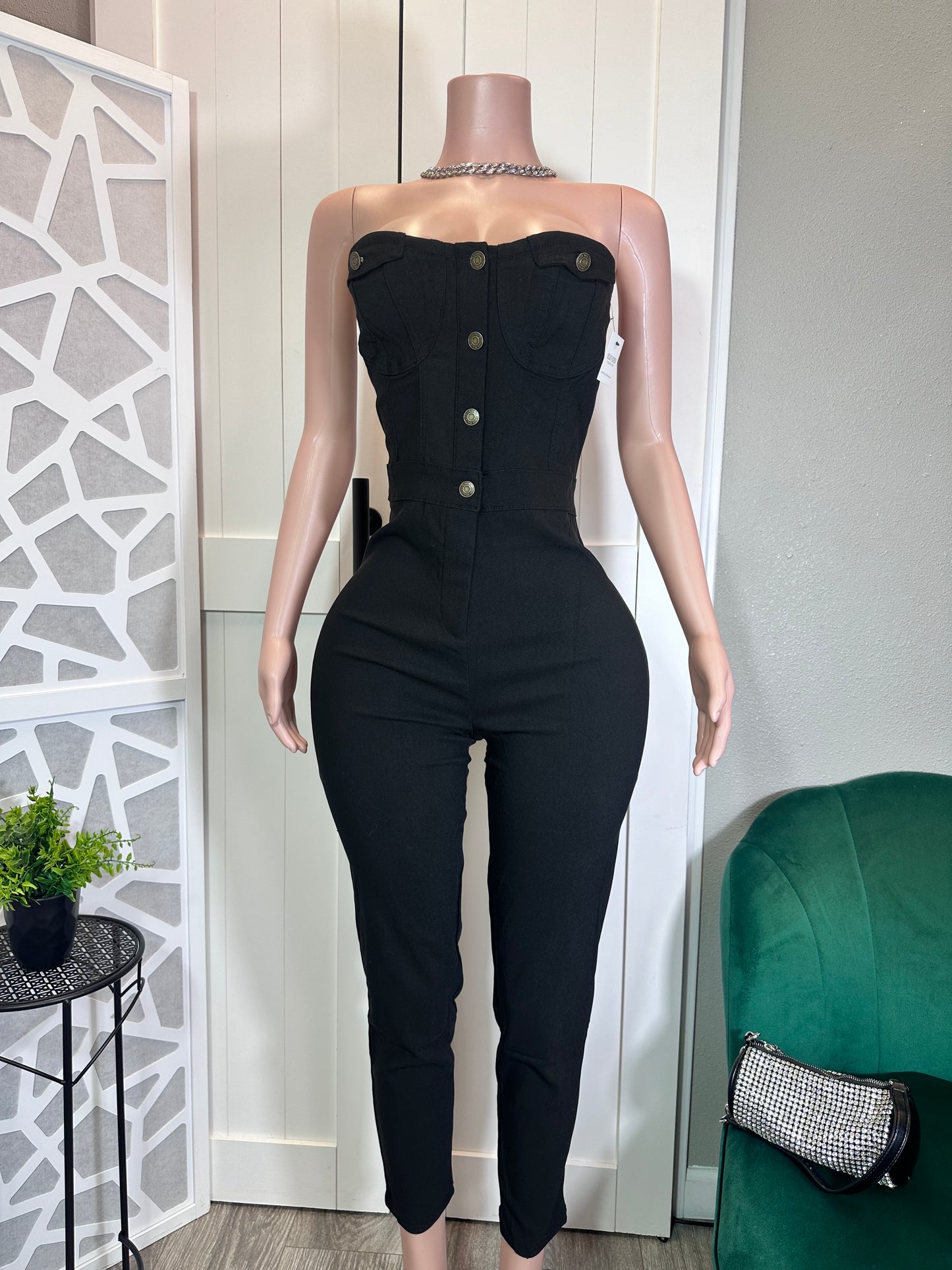 Victoria Button Up Capri Jumpsuit